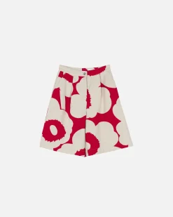 Housut^Marimekko Hyu00F6Ky Unikko Puuvillapellavashortsit