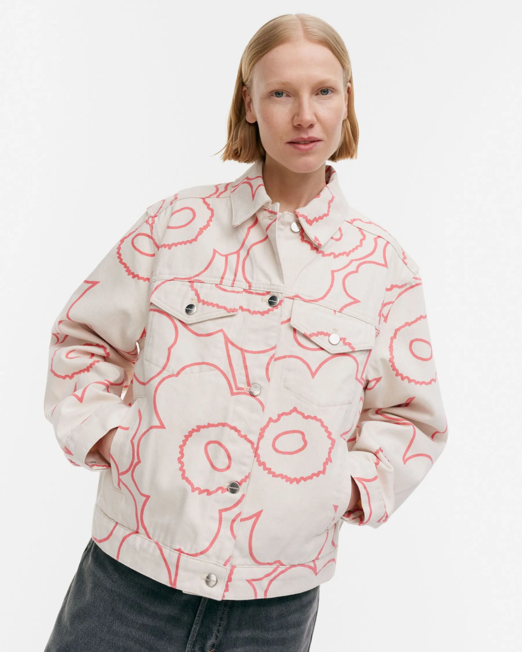 Takit Ja Jakut^Marimekko Kioski Ystu00E4Vyys Pieni Piirto Unikko 2 Farkkutakki