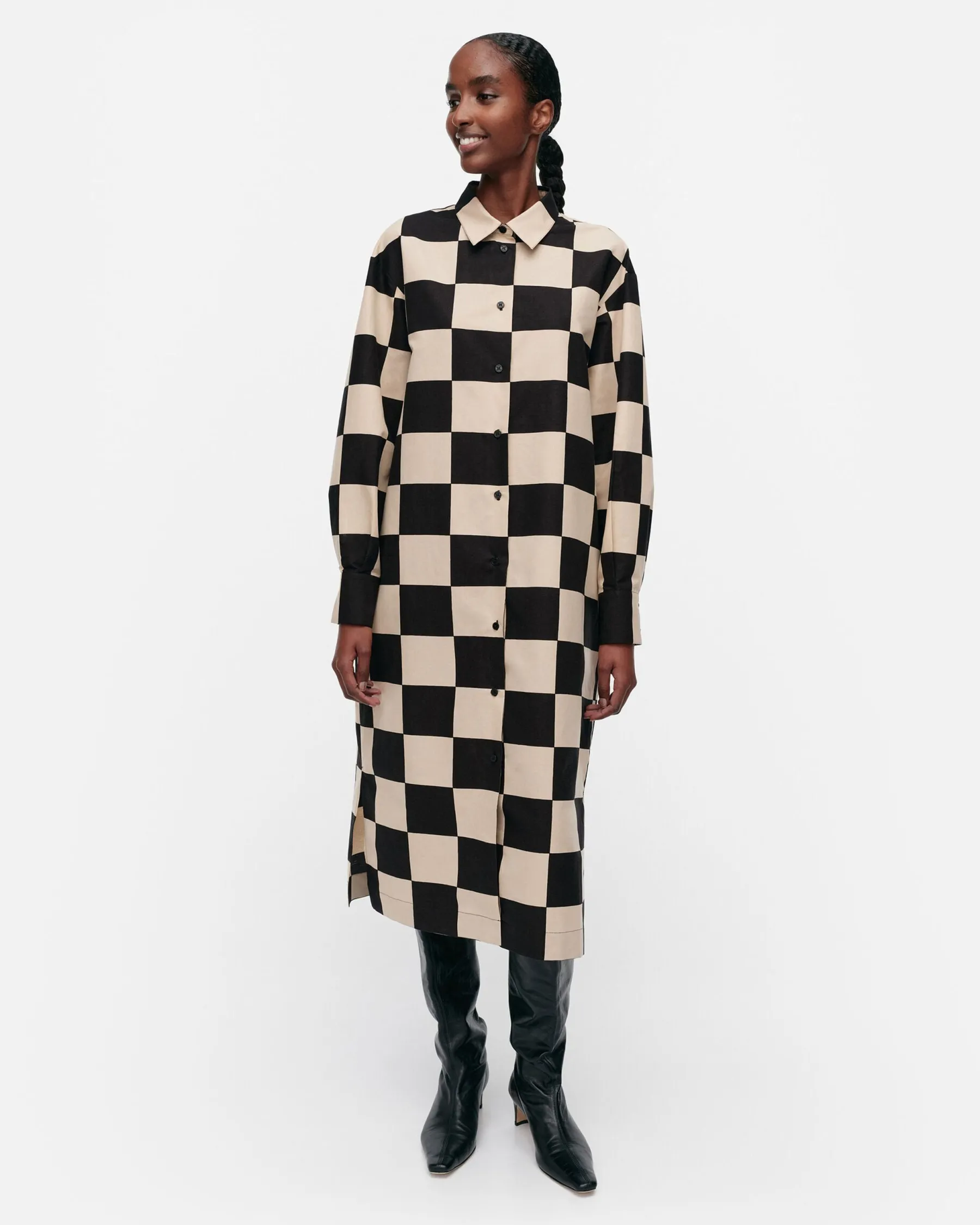 Mekot^Marimekko Rasteri Kukko Ja Kana Puuvillapellavamekko