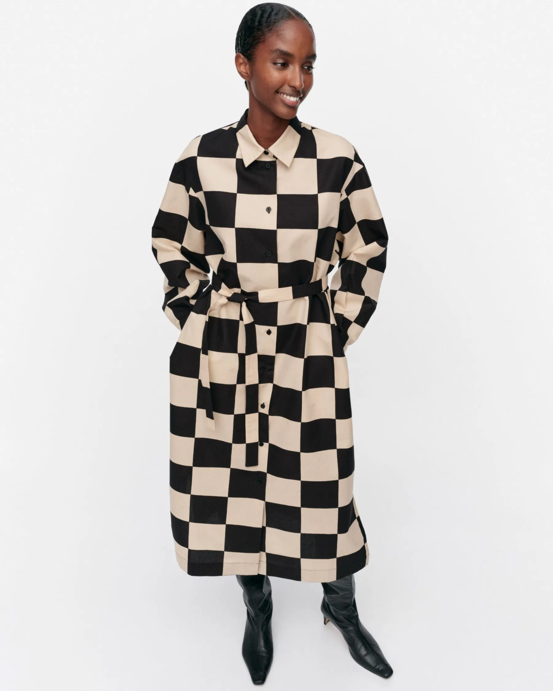 Mekot^Marimekko Rasteri Kukko Ja Kana Puuvillapellavamekko